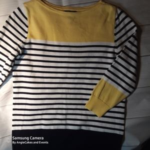 Chaps womens sweater medium blue yellow stripe